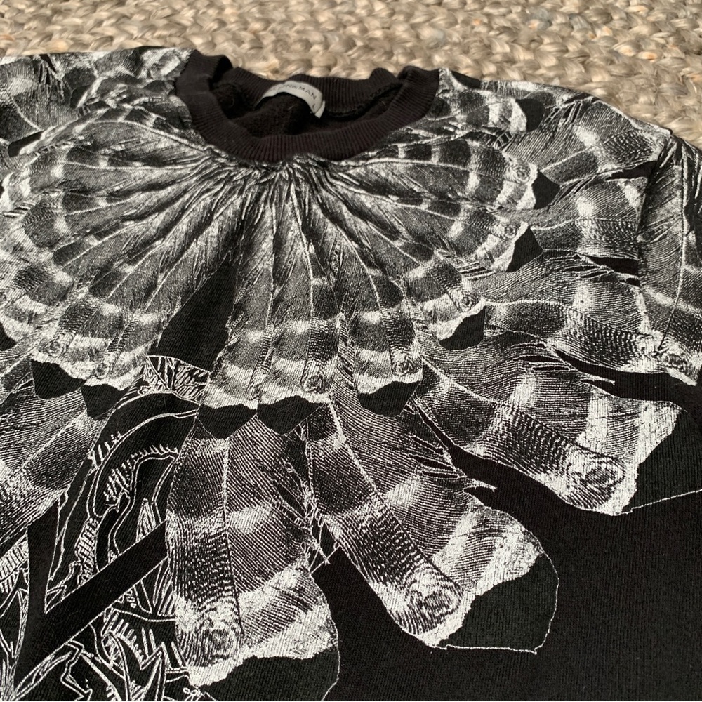 Million&Man Italian graphic sweatshirt feather tribal design black white - Picture 3 of 12